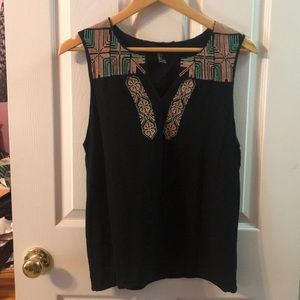 Forever 21 Black Sleeveless Top w/ Teal & Pink